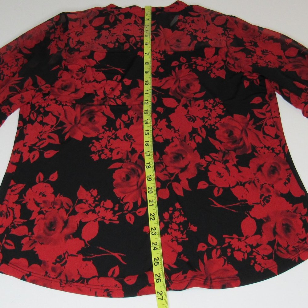 Atelier 29 Women's Floral Print Blouse Top Size L Red/Black - Picture 8 of 8